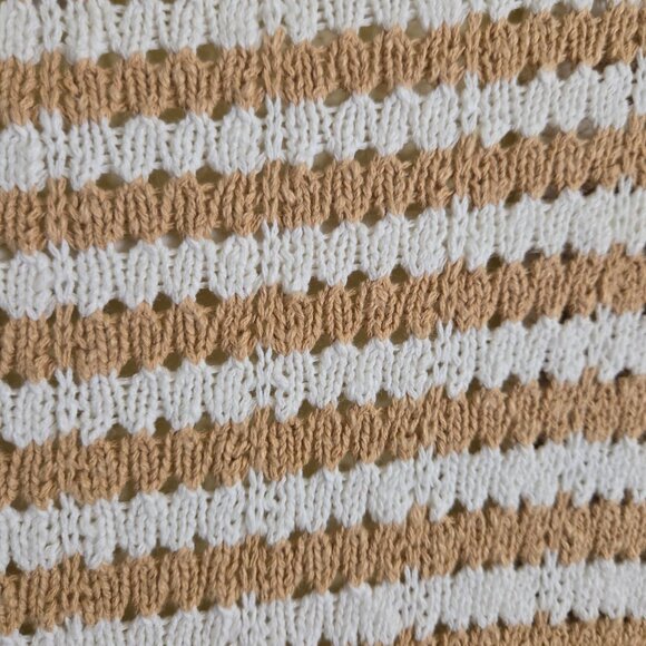 Madewell Open Stitch Cardigan Sweater In Stripe Earthen Sand Size L - Picture 8 of 10